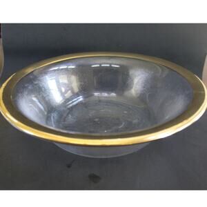 Elegant Clear Glass Bowl with Gold Rim – Vintage Serving or Display Dish
